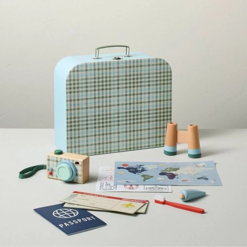 Hearth & Hand with Magnolia Toy Suitcase with Travel Accessories Passport NEW
